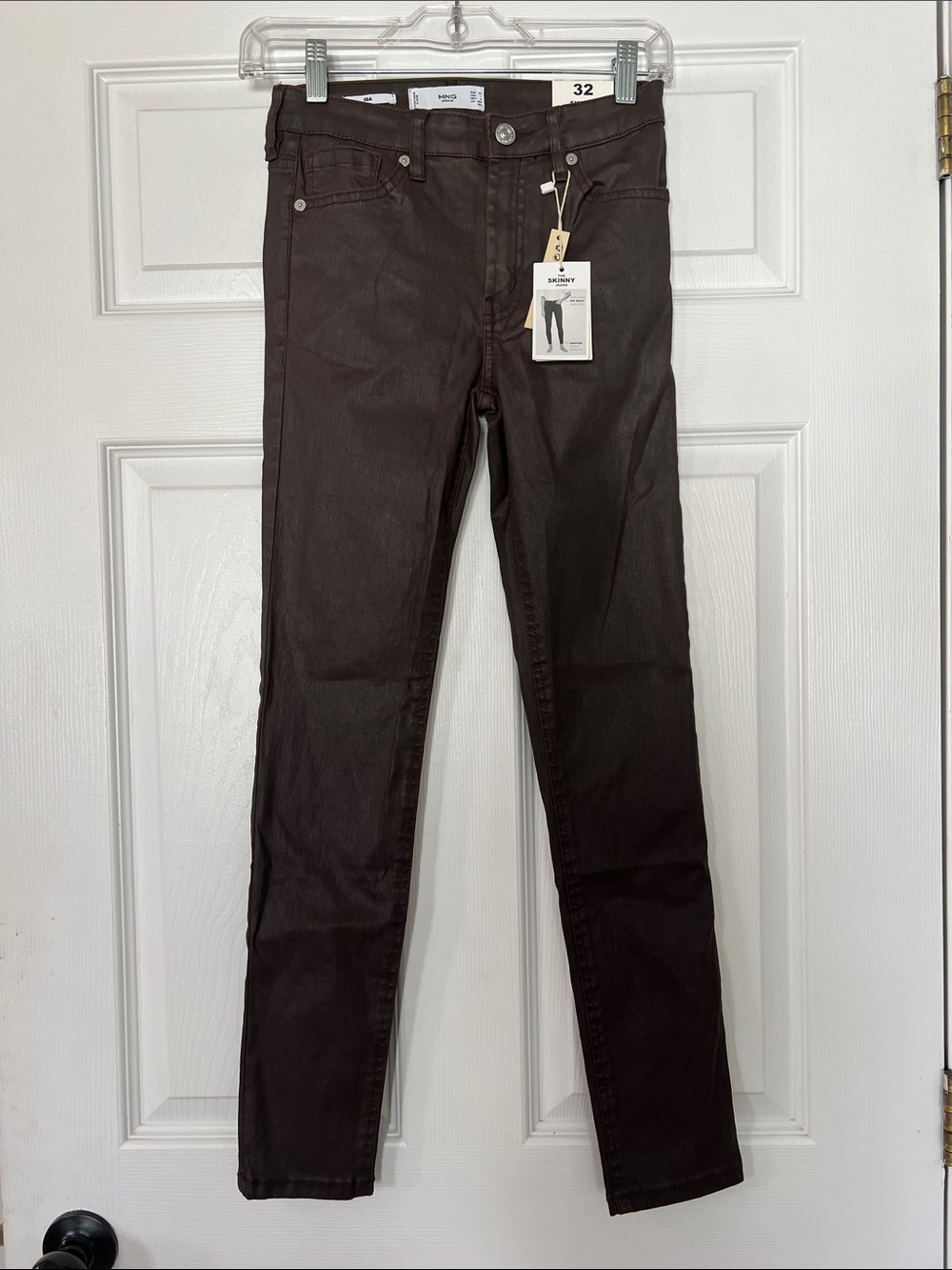 SKINN Women's Skinny Jeans in Dark Brown Stretch